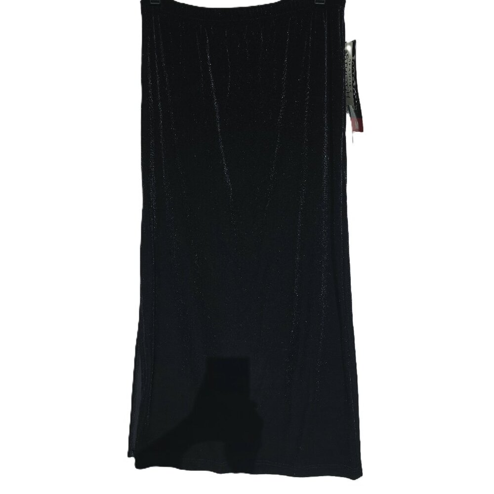Maxi Stretch Black Velvet Straight Skirt Briggs Medium NEW